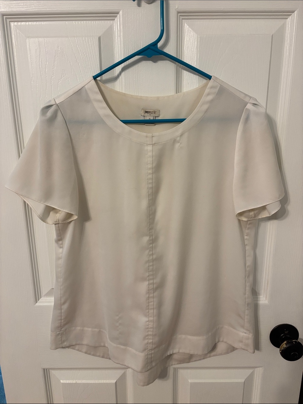 J. Crew Ivory Flutter Sleeve Blouse